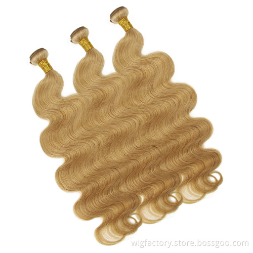 Cheap 10A 100% human brazilian 27 blonde bundles cuticle aligned 27 hair bundles body wave color 27 human hair bundle